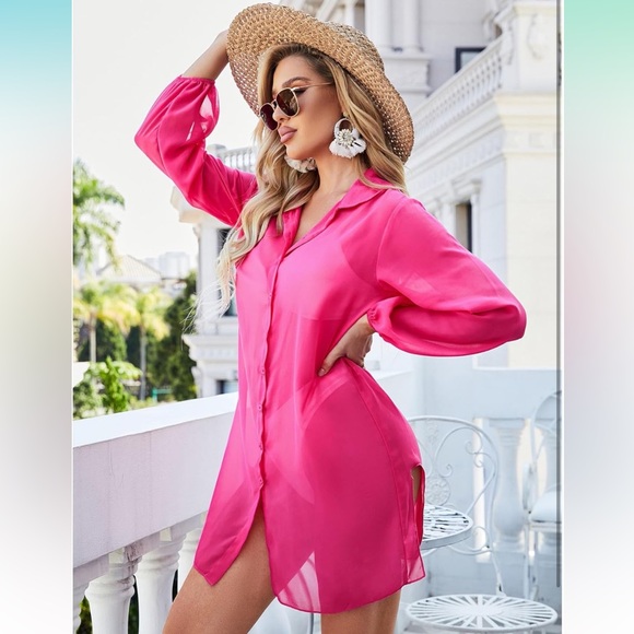 ⭐️ Pink Sheer Swim Cover-Up - Picture 4 of 6